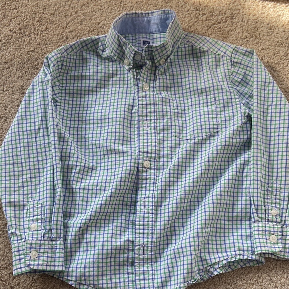 Janie and jack size 4 boys Green and Blue Checkered Shirt